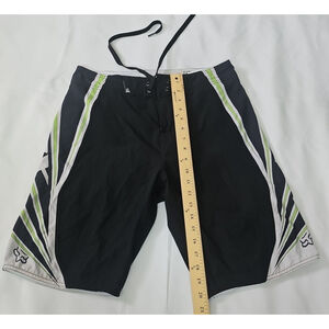 Fox Board Shorts Pocket Bottle Opener Black Green Swimming Surfing Mens Size 32